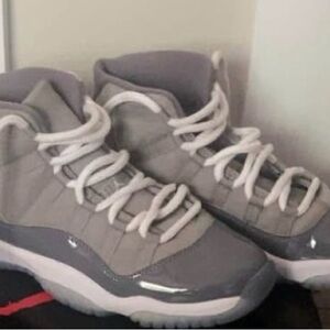 Jordan Kids Gray and White High-Top Sneakers
